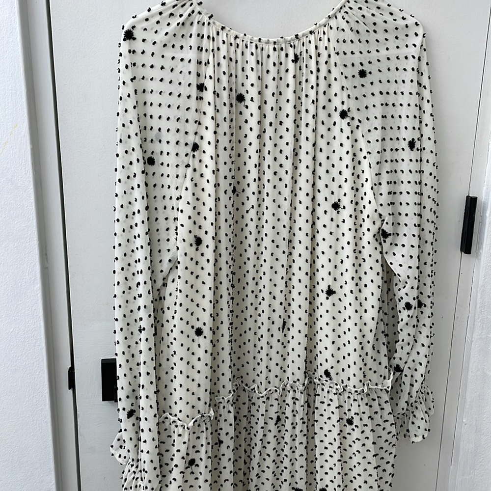 Zara Dotted Mesh Oversized Maxi Dress Size Large L NWT Polka Dots Swiss Dots - Picture 8 of 9